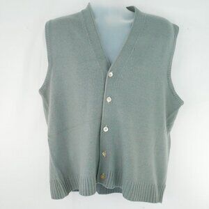 Vtg Higbee Company Sweater Vest Button Up V Neck Cardigan Mens XL Gray Grandpa